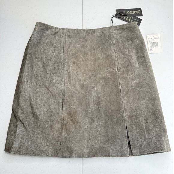 NWT Blank NYC Road Trip Mini Skirt Suede Front Slit Zip Closure Gray Size 25 - Picture 1 of 9